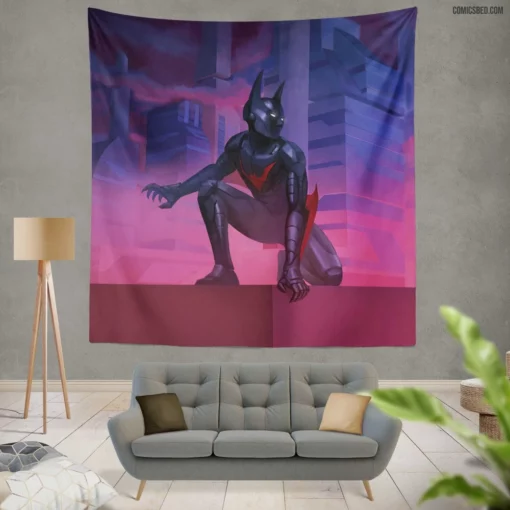 Batman Beyond Futuristic Savior Comic Wall Tapestry