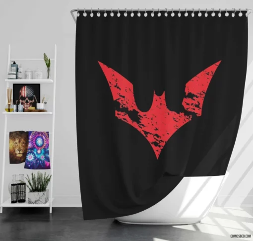 Batman Beyond Logo Symbol Futuristic Crusader Comic Shower Curtain