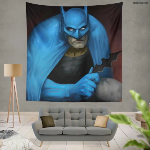 Batman Blue Cape Batarang Dark Knight Comic Wall Tapestry