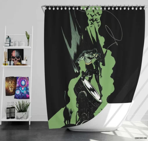 Batman & Catwoman Dynamic Duo Comic Shower Curtain