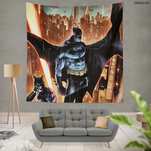 Batman Catwoman Gotham Duo Comic Wall Tapestry