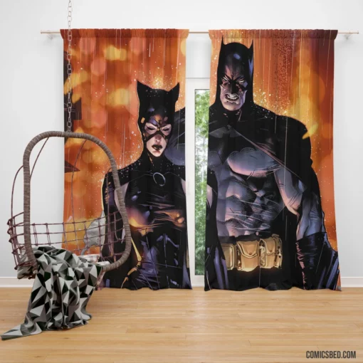 Batman Catwoman Romantic Pursuit Comic Curtain