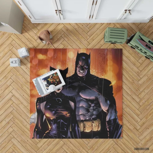 Batman Catwoman Romantic Pursuit Comic Rug