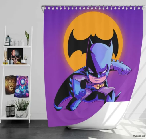 Batman Chibi Miniature Guardian Comic Shower Curtain