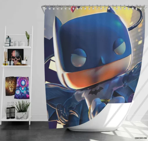 Batman DC Playful Chibi Comic Shower Curtain