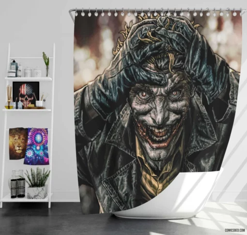 Batman Damned Joker Enigma Comic Shower Curtain