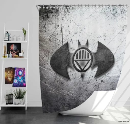 Batman Dark Knight Logo of Justice Comic Shower Curtain