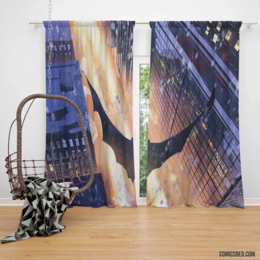 Batman Flying Gotham Guardian Comic Curtain