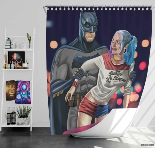 Batman Harley Quinn Unlikely Allies Comic Shower Curtain