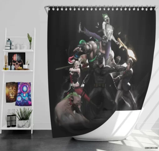 Batman Joker Harley Bane Two-Face War Comic Shower Curtain