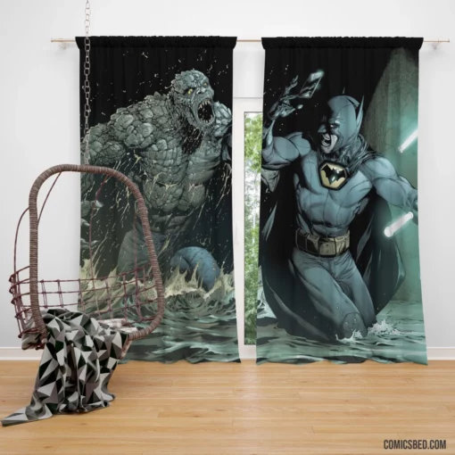 Batman Killer Croc DC Gritty Confrontation Comic Curtain