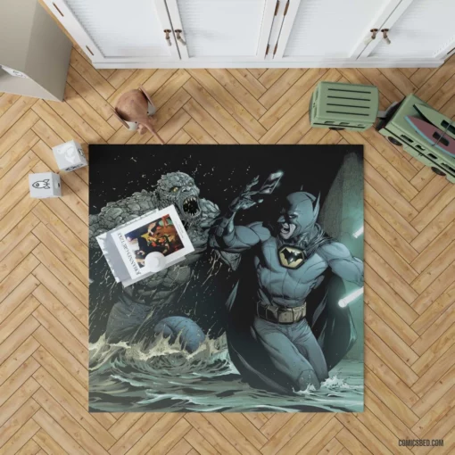 Batman Killer Croc DC Gritty Confrontation Comic Rug