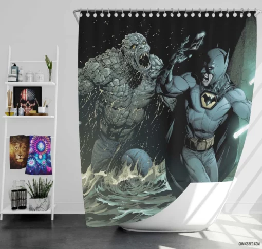 Batman Killer Croc DC Gritty Confrontation Comic Shower Curtain