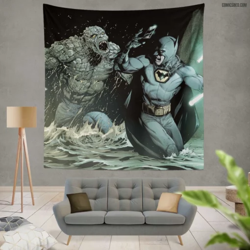 Batman Killer Croc DC Gritty Confrontation Comic Wall Tapestry