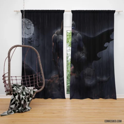 Batman Night Moon Rain DC Vigilante Comic Curtain