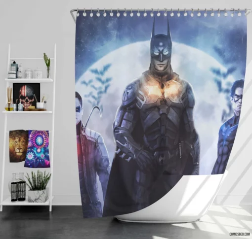 Batman Red Hood Nightwing DC Trio Comic Shower Curtain