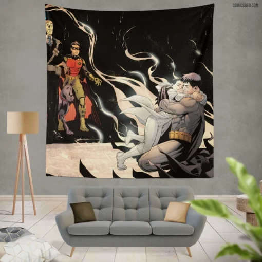 Batman & Robin Damian Wayne Alfred Pennyworth Comic Wall Tapestry