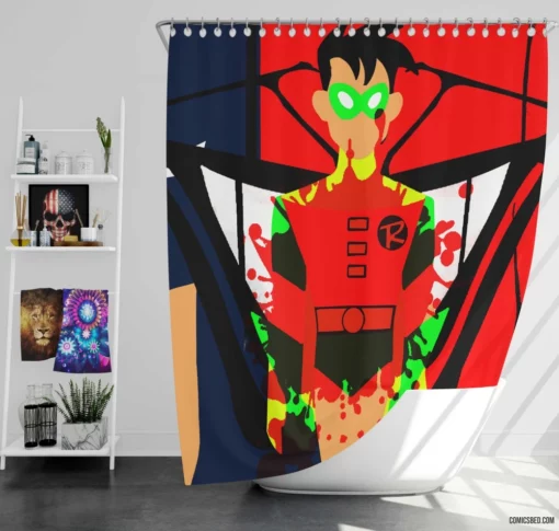 Batman & Robin Dynamic Duo Comic Shower Curtain