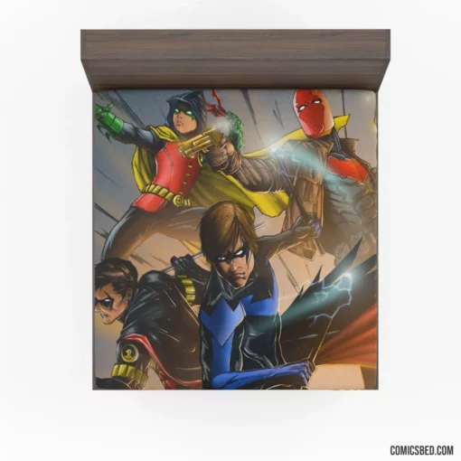 Batman Robin Red Robin Red Hood Nightwing Dynamic Bat Family Comic Fitted Sheet 1