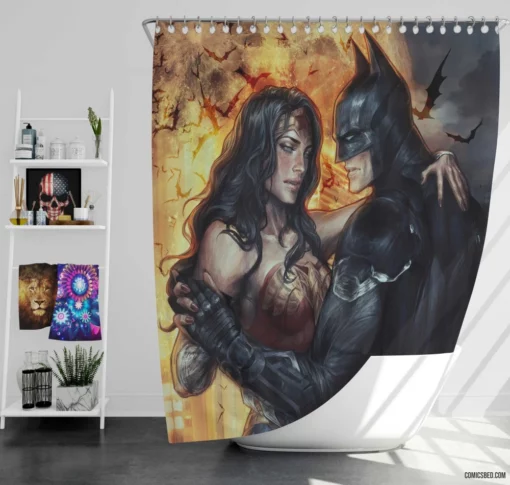 Batman Wonder Woman DC Dynamic Duo Comic Shower Curtain