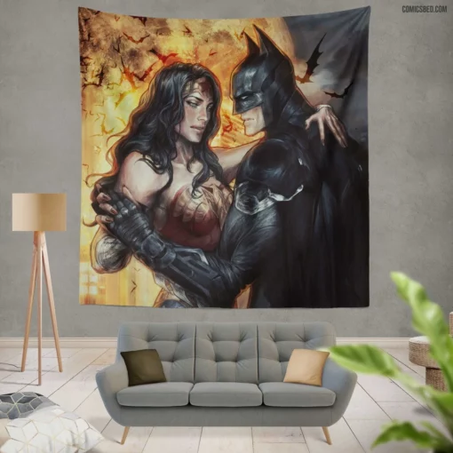 Batman Wonder Woman DC Dynamic Duo Comic Wall Tapestry