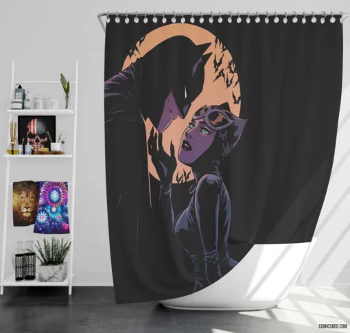 Batman and Catwoman Eternal Partners Comic Shower Curtain