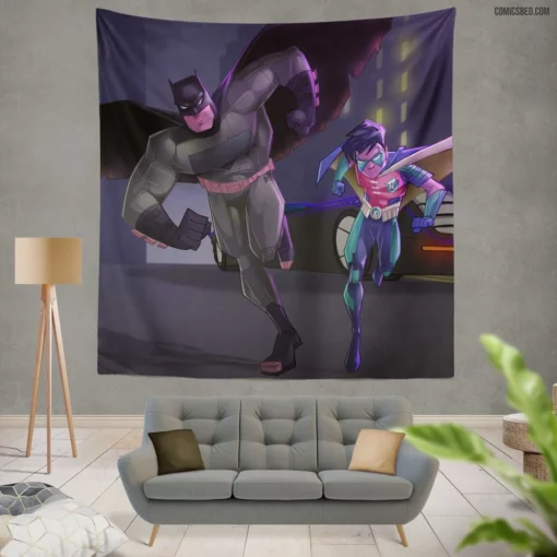 Batman and Robin Unite Dynamic Duo Adventures Comic Wall Tapestry