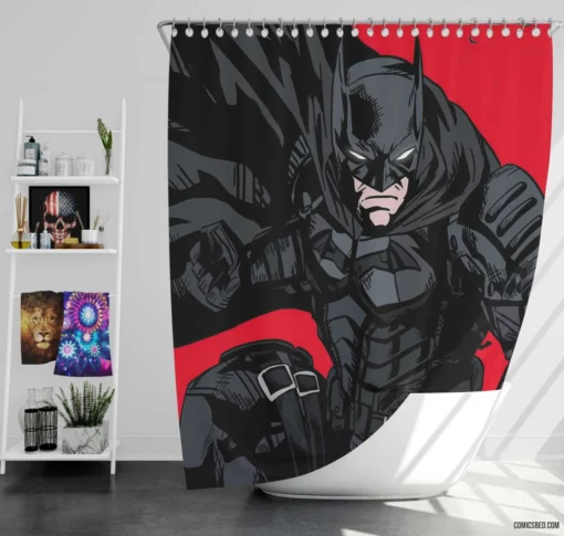 Batman and The Flash Speeding through Crime Comic Shower Curtain