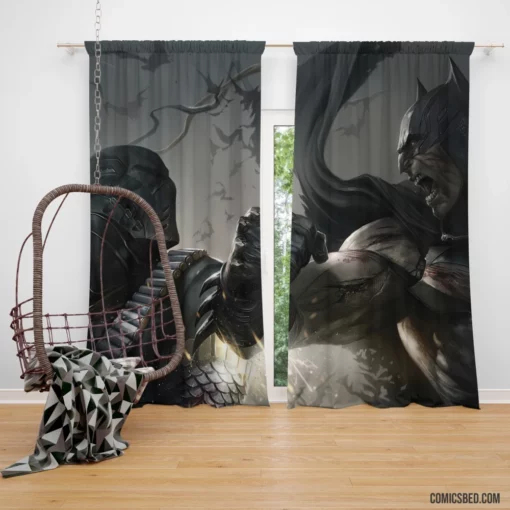 Batman fighting Deathstroke DC Duo Comic Curtain