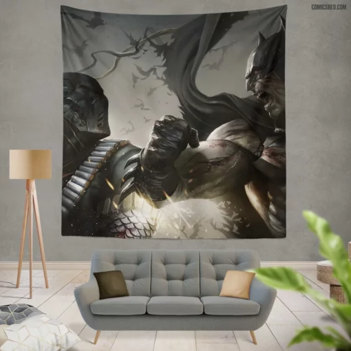 Batman fighting Deathstroke DC Duo Comic Wall Tapestry