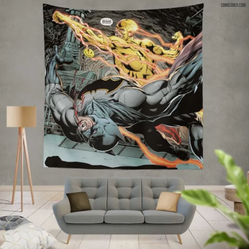 Batman vs Reverse Flash Epic Clash Comic Wall Tapestry