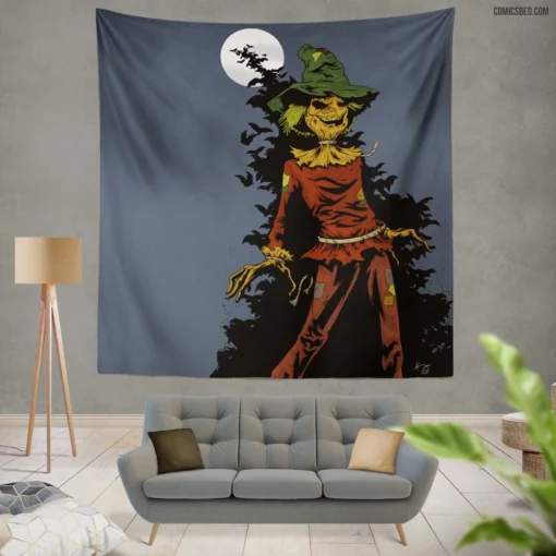 Batman vs. Scarecrow Fear Clash Comic Wall Tapestry