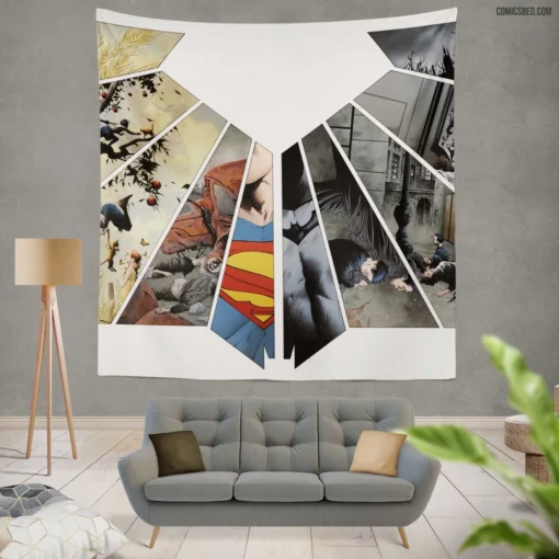 Batman/Superman Worlds Collide Comic Wall Tapestry