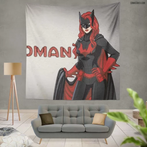 Batwoman Gotham Crimson Guardian Comic Wall Tapestry