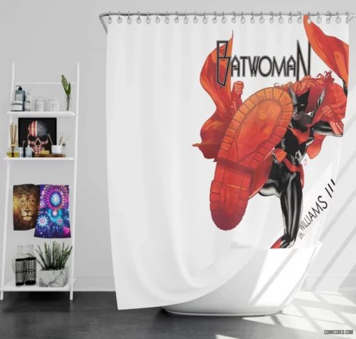 Batwoman Gotham Scarlet Guardian Comic Shower Curtain