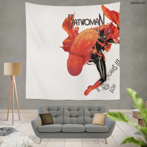 Batwoman Gotham Scarlet Guardian Comic Wall Tapestry