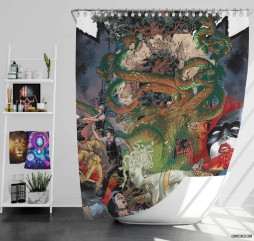 Batwoman vs. Medusa Clash of Icons Comic Shower Curtain