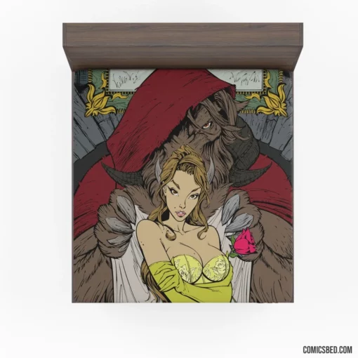 Beauty and the Beast Enchanted Love Comic Fitted Sheet 1