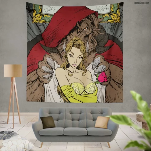 Beauty and the Beast Enchanted Love Comic Wall Tapestry