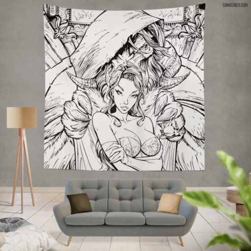 Beauty and the Beast Fairytale Love Comic Wall Tapestry