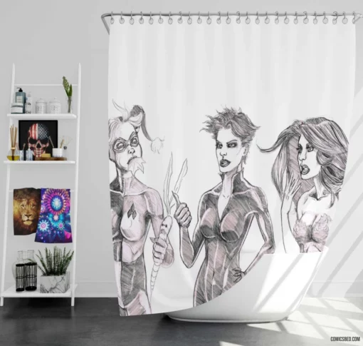 Birds Of Prey Femme Fatales Comic Shower Curtain