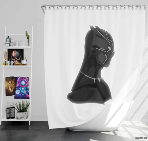 Black Panther Wakandan Protector Comic Shower Curtain