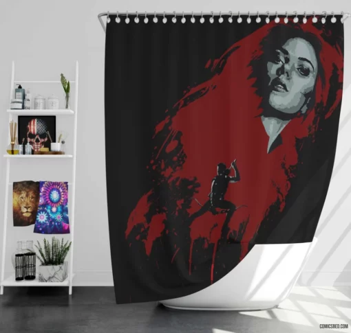 Black Widow Espionage Hero Comic Shower Curtain