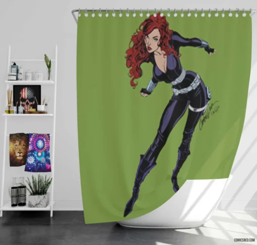 Black Widow Lethal Spy Comic Shower Curtain