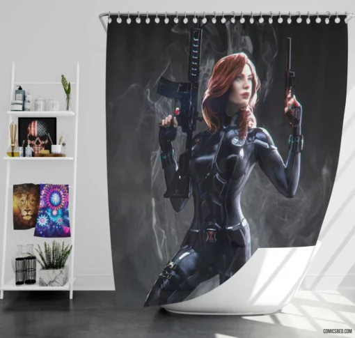 Black Widow Marvel Espionage Expert Comic Shower Curtain