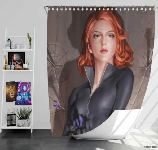 Black Widow Marvel Spy Comic Shower Curtain