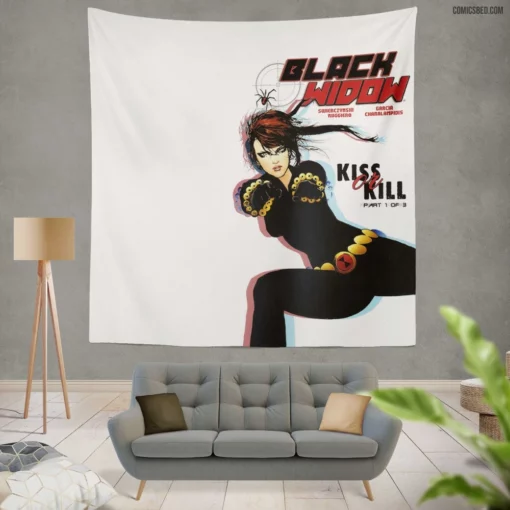 Black Widow Stealthy Espionage Missions Comic Wall Tapestry