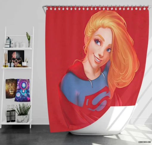 Blonde-Haired Heroine Supergirl DC Chronicles Comic Shower Curtain