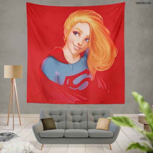 Blonde-Haired Heroine Supergirl DC Chronicles Comic Wall Tapestry