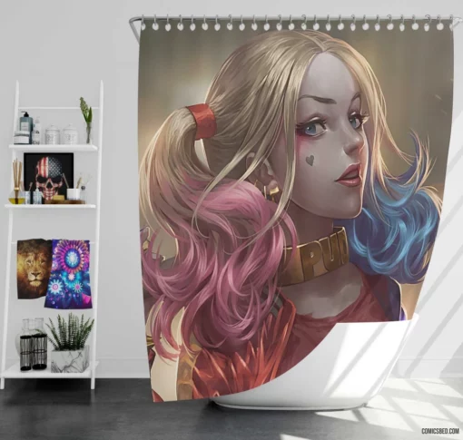 Blonde Jester Unleashed Harley Quinn Chronicles Comic Shower Curtain